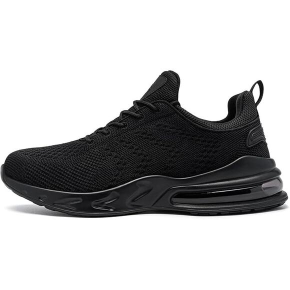 Larnmern Mens 10.5 Wide Black Mesh Sneakers Lace Up Round Toe Slip On Shoes main image 7